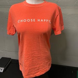 Large CHOOSE HAPPY - Unisex T- shirt Peach Color Pre-Shrunk Cotton